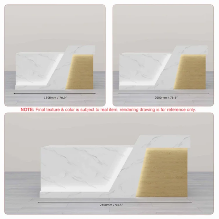 USA CA UK AU GER Local Stock Simple Design Wooden Logo Hotel Spa Reception Counter Table Desk Clothing Store Design For Sale