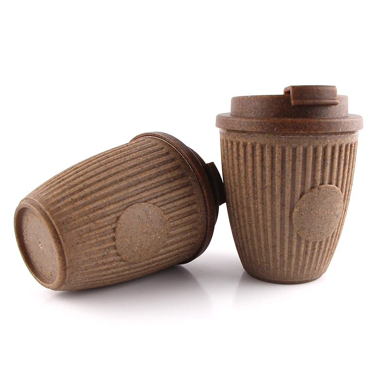 Qinge Customized Mug BPA Free Biodegradable  Eco-friendly Reusable Coffee Grounds Travel Cups and Mugs with Lid
