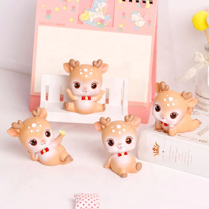 Cute Deer Ornament Deer Statues Cartoon Deer resin Figurine