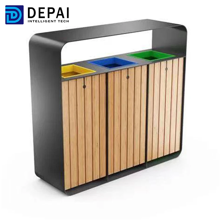 Outdoor Classified Large Garbage Bins Recycle Waste Bins Commercial Big Size Wooden Trash Can
