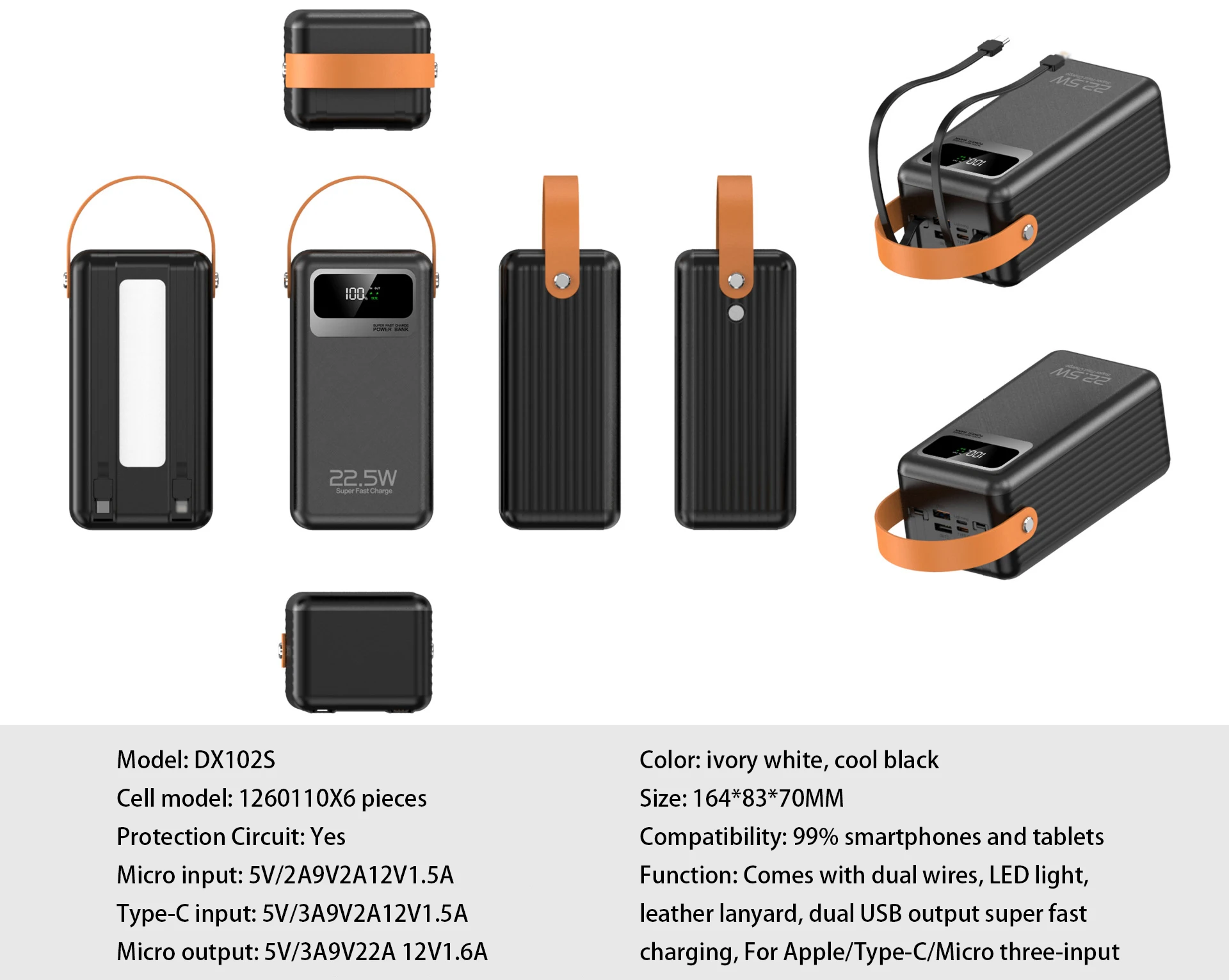 New 60000mah High Capacity Portable Powerbank 22.5w Pd 3.0 Fast Charging Battery For Laptop/ipad Outdoor Camping Power Bank