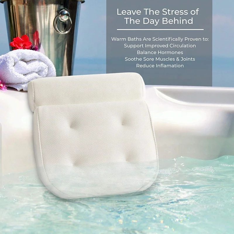 B&M Breathable Bath Pillow 4D Air Mesh Spa Bath Tub Pillows Cushion Neck Back Spa 3D Mesh Bath Pillow For Tub With Suction Cups