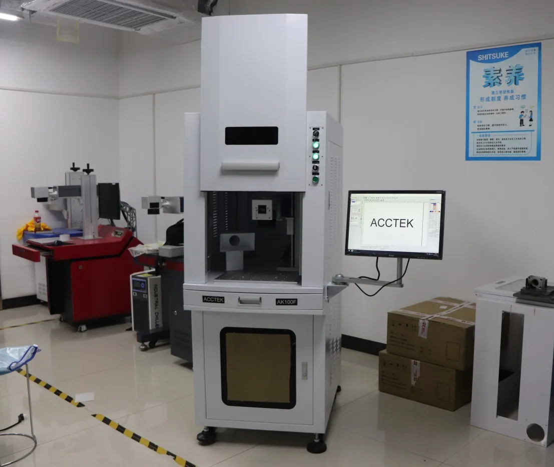 Complete cover structure fiber laser marking machine for hardwarewatch auto parts AK30F/cnc fiber laser machine