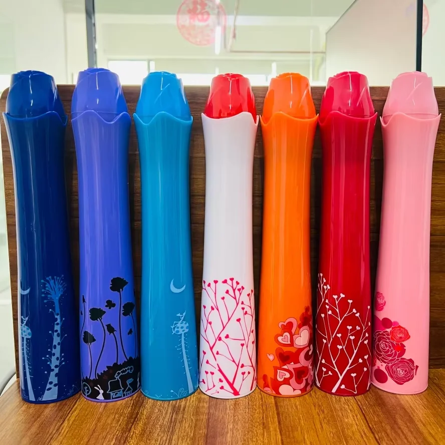 LS New different designs plastic flower rose bottle umbrella