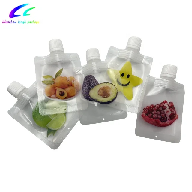 30ml Customized logo reusable soft drinks and fruit juice packing spout pouch bag