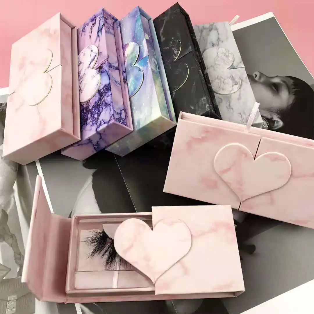 New heart-shaped fold-off eyelash box eyelash packaging rectangular manufacturers wholesale customized eyelash box