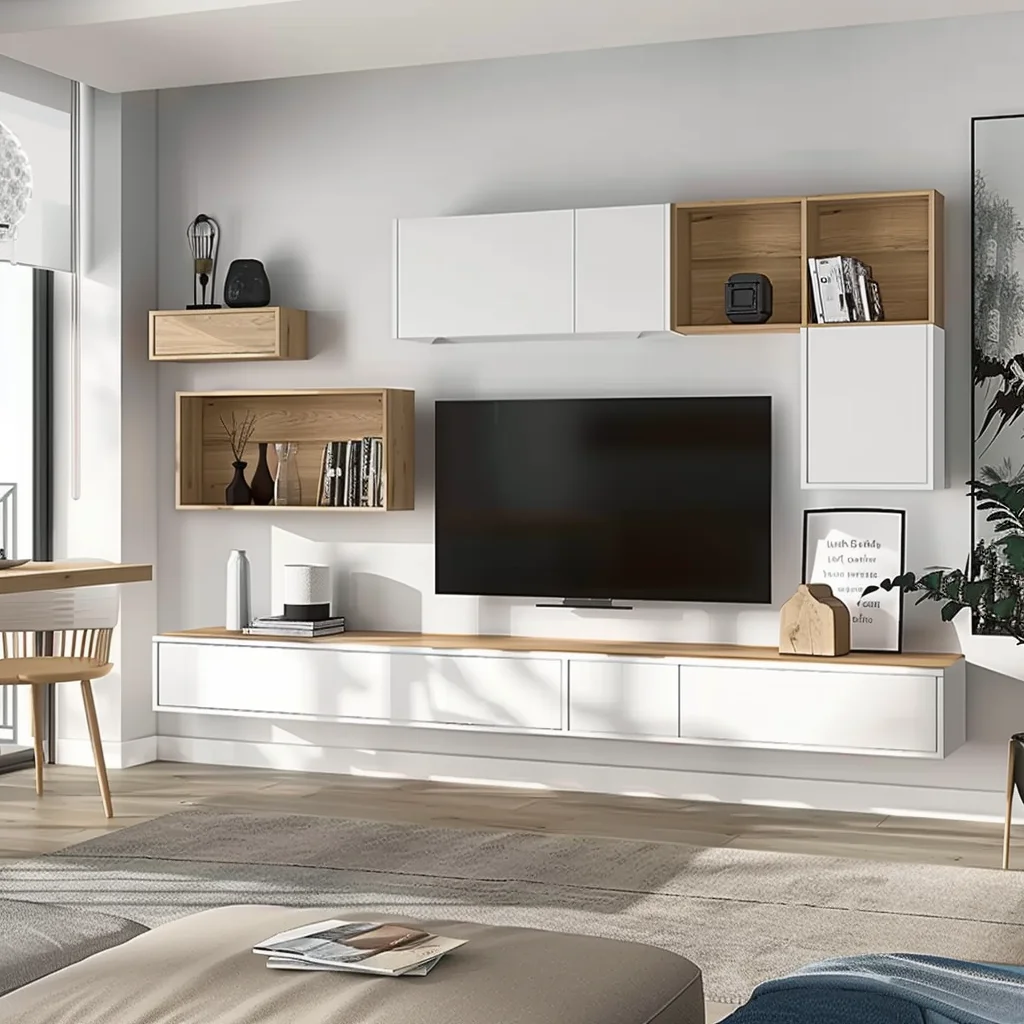 Modern Minimalist Luxury TV Stand with Extendable Feature and Storage for Home Bedroom Apartment or Hall TV Cabinet