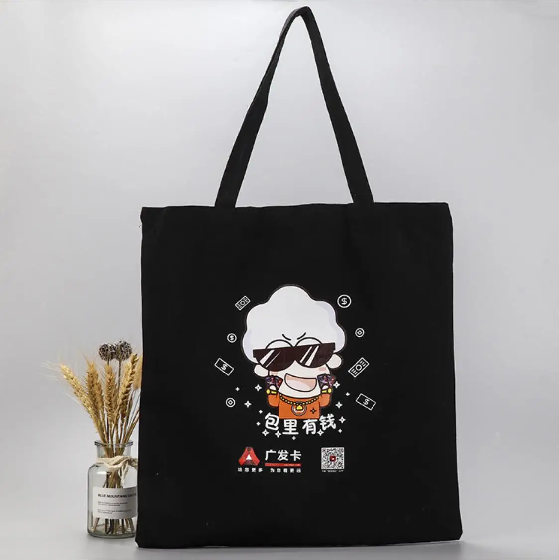 Custom Top Quality Canvas Cotton Tote Shopping Bag Calico Shopper Bags With Logo Printed