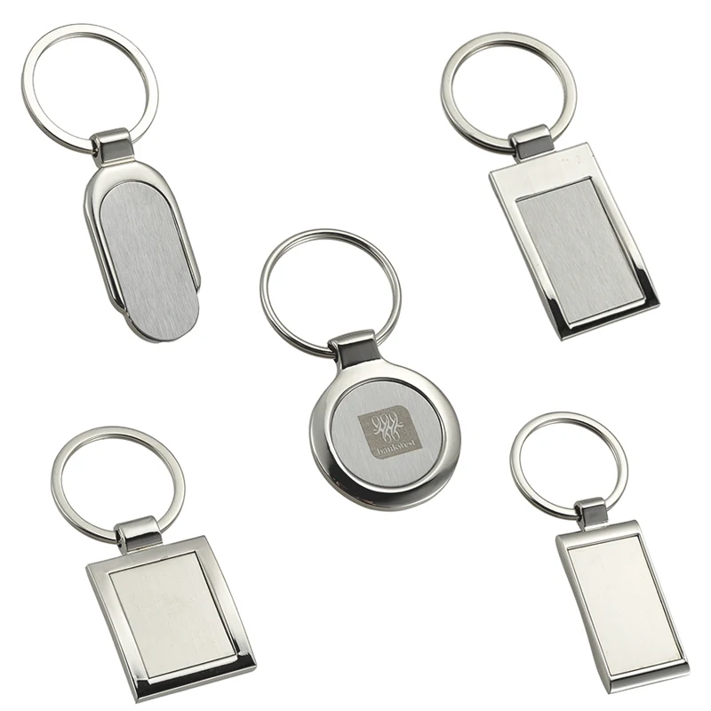 Promotion llavero Custom Stainless Steel Circle Blank Rotating Laser Engrave Key Chain Keyring