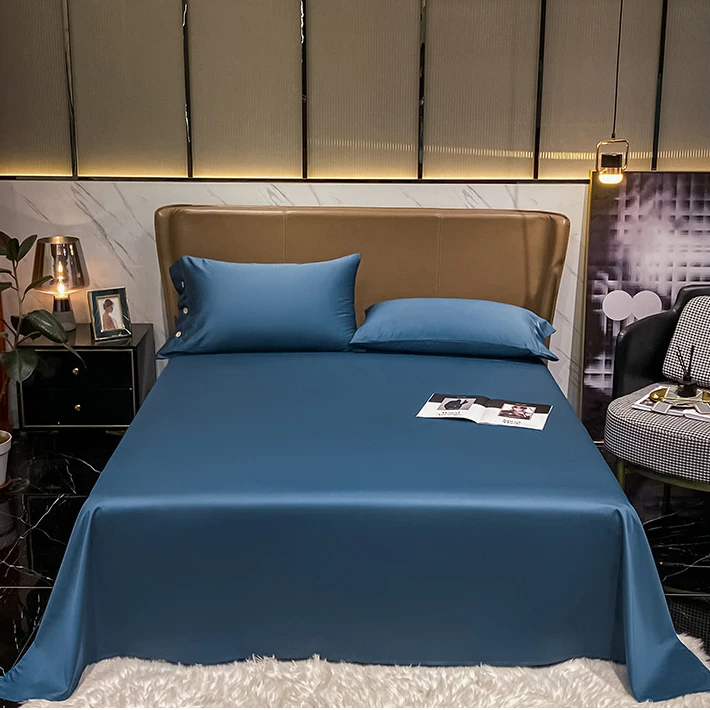 Wholesale Solid Color Bedsheets 100% Cotton Tencel Quilt Cover Bed Sheets 4pcs Bedding Set