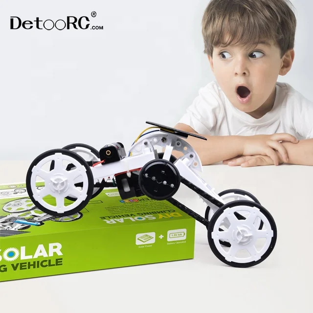 Detoo 2 in 1 power battery and solar toys Building robot kit DIY assemble STEM toy solar car gadgets
