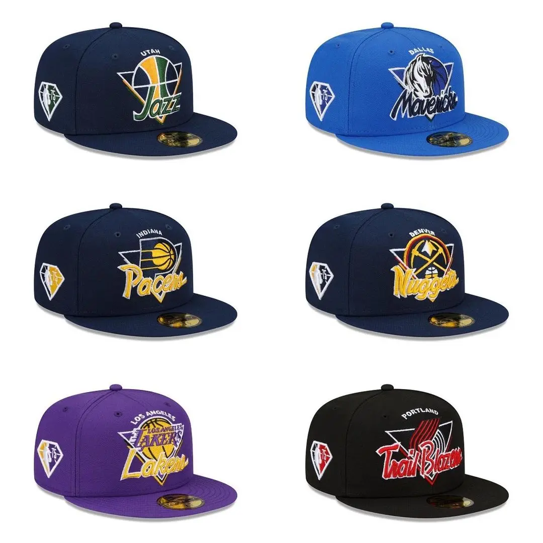 Wholesale New style gorras era 3D embroidery Custom Logo Flat Brim fitted hat Sports Caps  Snapback Basketball Hats For Men