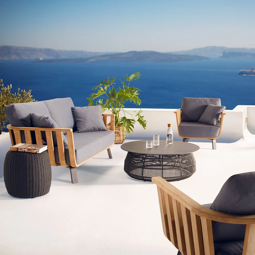 Factory price sofa set with cushion teak outdoor furniture for hotel