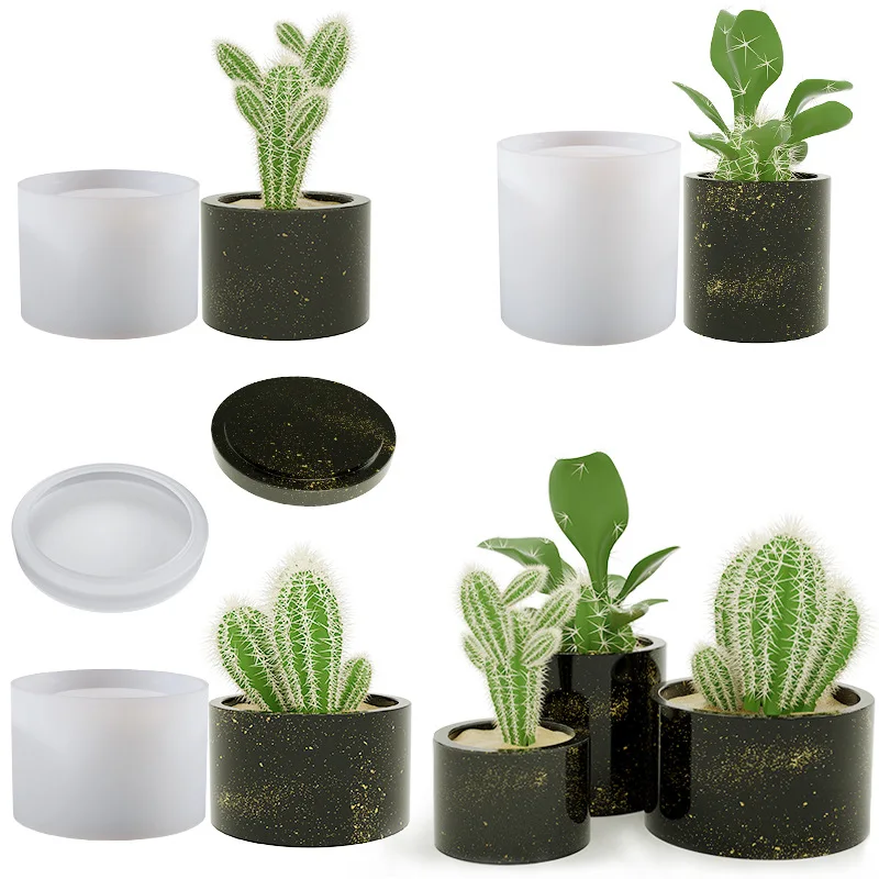 Besafe Round Plaster Flower Pot Silicone Mold Succulent Planter Vase Concrete Cement Clay Epoxy Resin Mould
