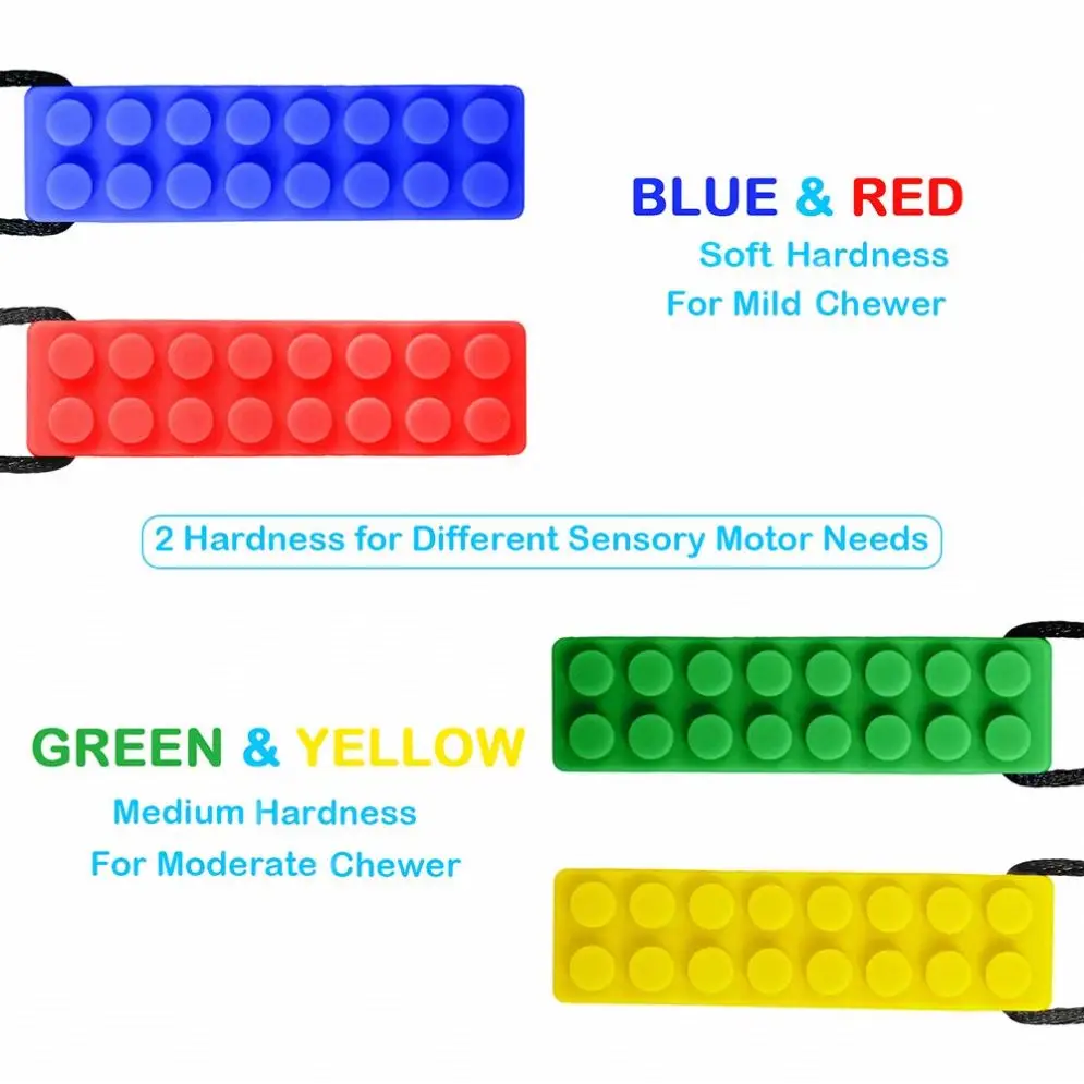 wholesale silicone autism building block teether Sensory autism chew toys autism chew necklace