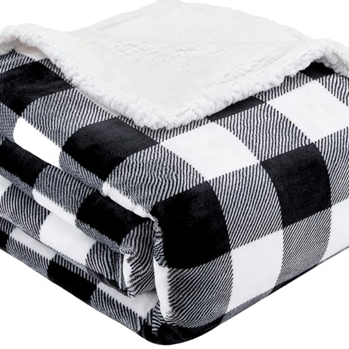 100% polyester double-layer blanket flannel Sherpa throw fleece blanket for winter