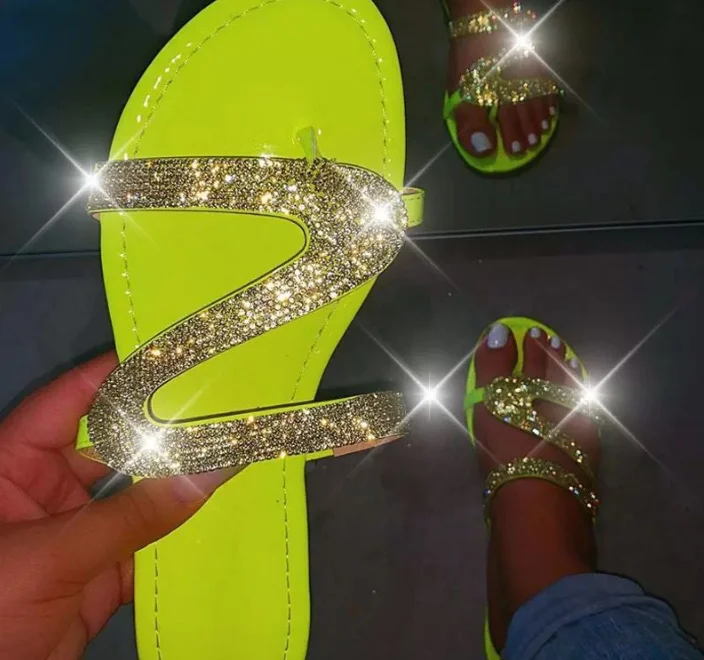 Custom Crystal ladies shoes Women Sandal Jelly Sandals Colorful cross belt Slider Slippers