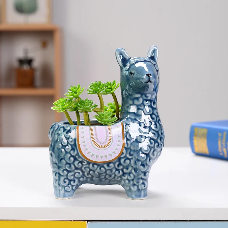 hot sale multicolor cheap flower pot indoor mini cartoon cute animal sheep shape ceramic succulents flower pots for home