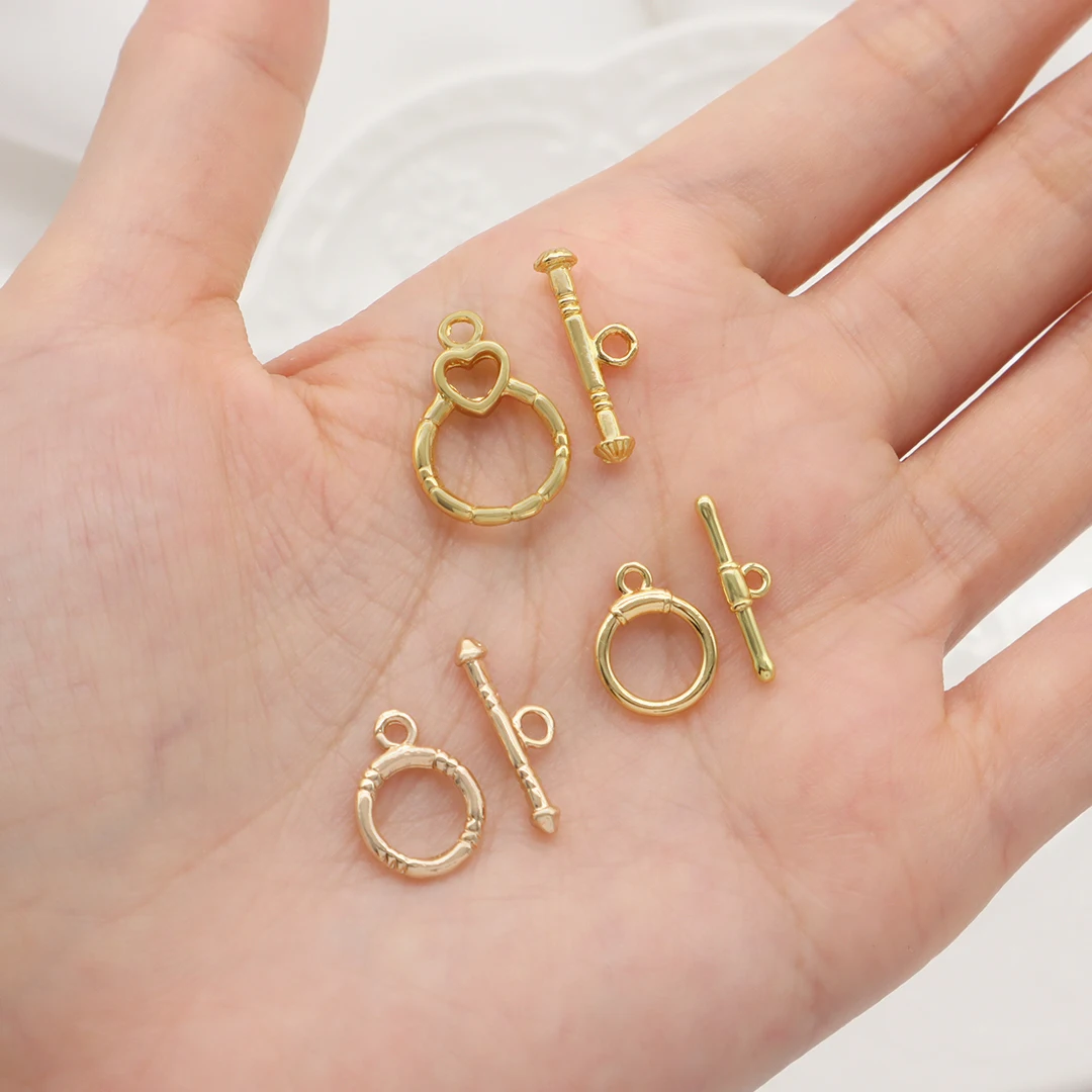 Diy Wholesale Custom Women Heart Round Toggle Clasp Bracelet Necklace Charm Jewelry Gold Plated OT Clasp For Making Accessory