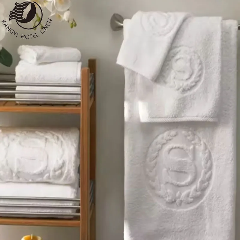 Custom Towel Hotel Jacquard Towel White Customized Home Cotton Towels For Hotels
