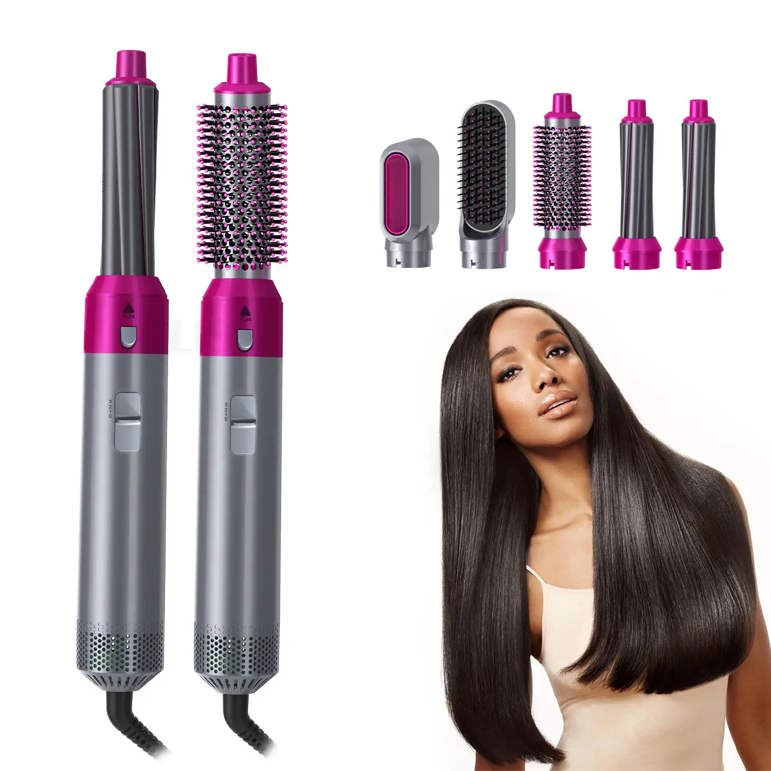 5 in 1 Hot Air Comb Hair Dryer Brush Blow Dryer Hair Curler Straightener Multi function Hair Styling Products (1600570418309)