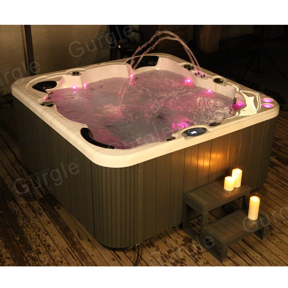Gurgle High Quality 5 Person Hot Tub Spa Outdoor Spa Whirlpool Massage Garden Hot Spa Deep Soaking Tub