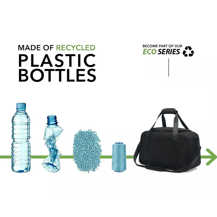 Manufacturers Custom Sustainable Eco Friendly RPET Recycled Material Large Air Flight Approved Carry On Cabin Travel Duffle Bag