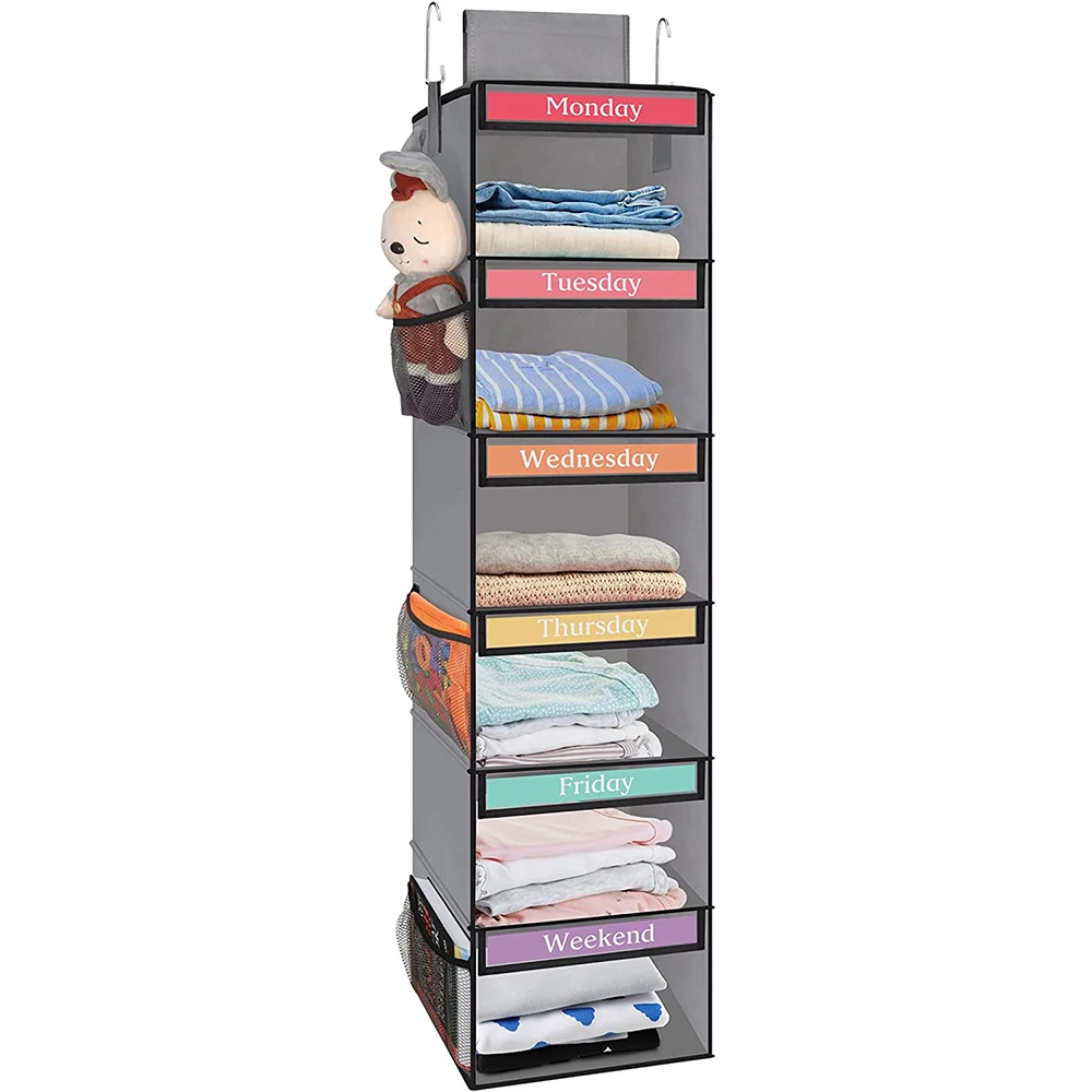 Wholesale Folding Hanging Weekly Closet Storage Shelves of Wardrobe Oxford Cloth 6 Shelf Hanging with Weekly Lobel