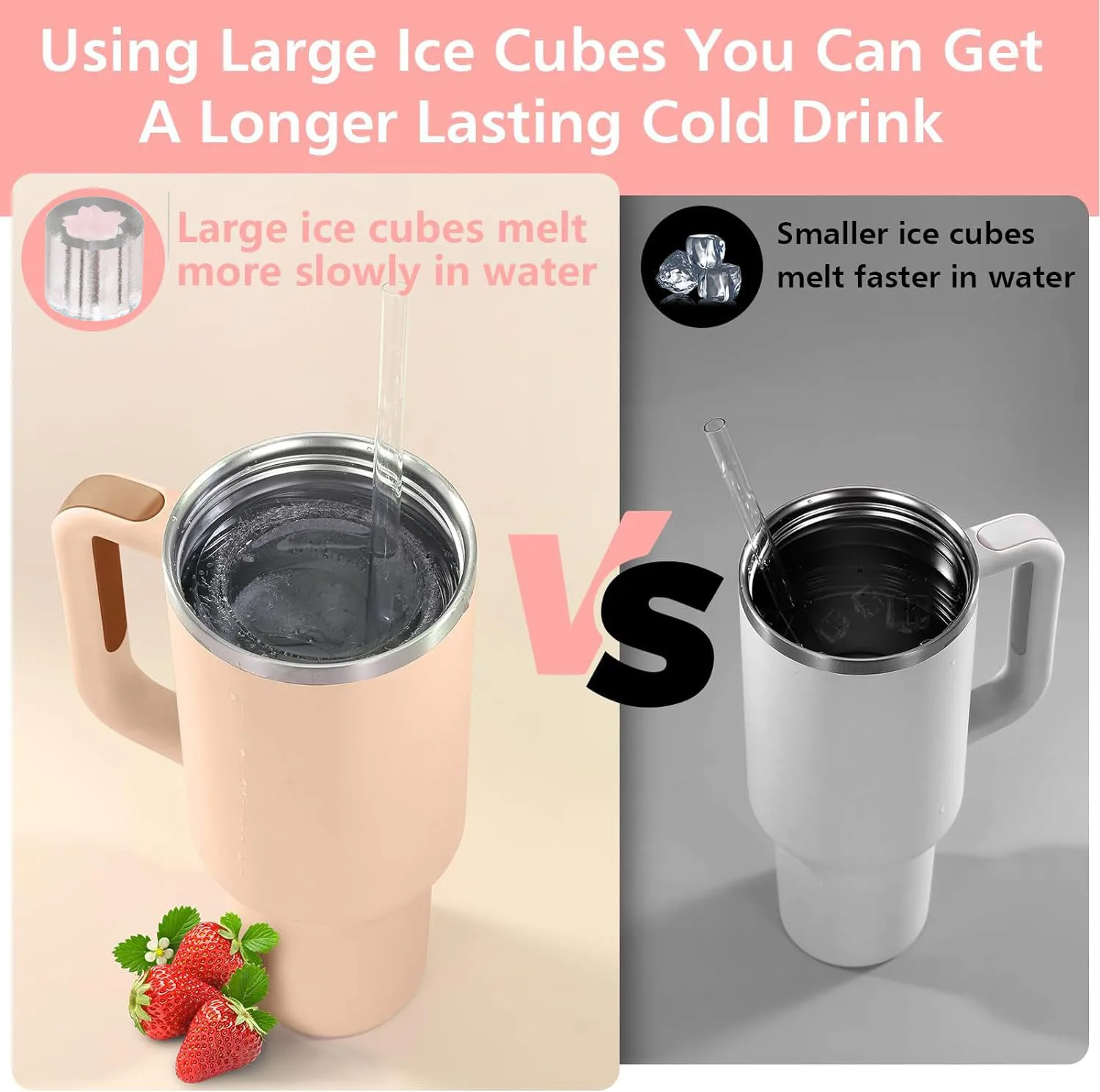 Creative Ice Cube Silicone Mold Tray With Cover Large 3d Cylinder Triangle Shape Silicone Ice Cube Mold For Stanley Cup