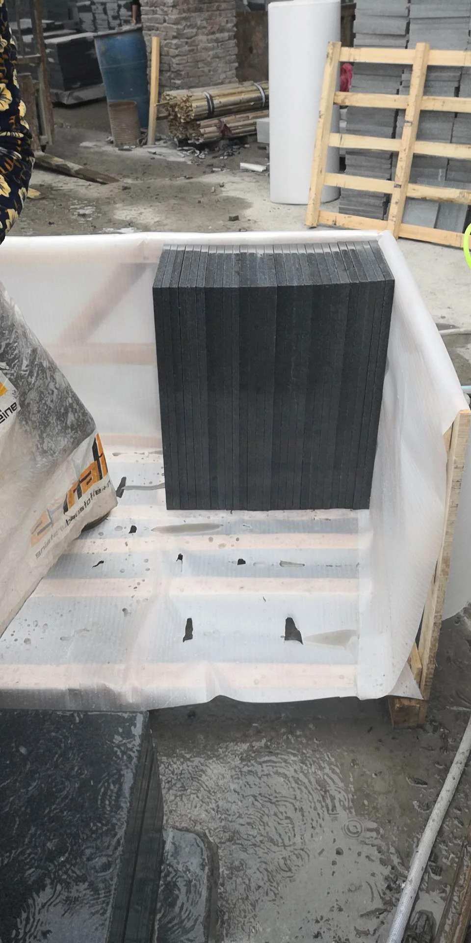 Sesame black G654 Padang Dark Granite Flamed interlock tiles amp standard kerbstone Cube Stone