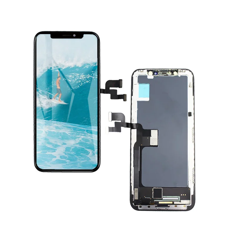 In stock mobile phone lcds screen display replacement for iphone x, black lcd touch digitizer repair parts for apple 10