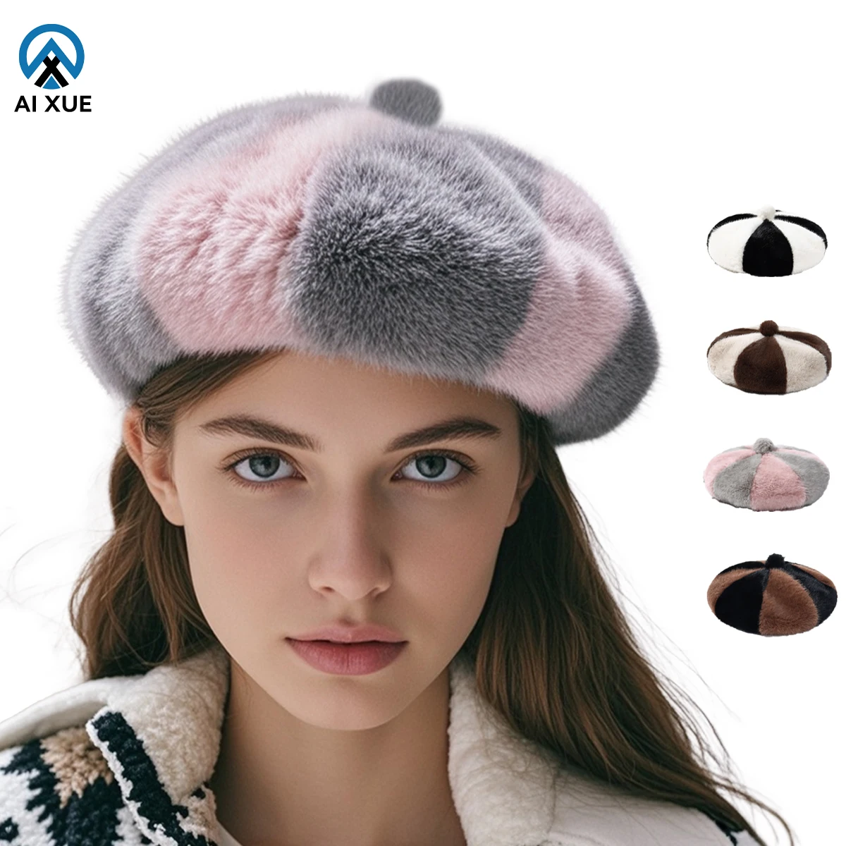 Autumn Winter Adults Beret Cap Advanced Sense Mink Velvet Octagon Hat Warm Small Painter Wool Berets for Children Made from Felt