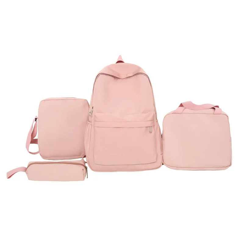 Fashion High Quality Girl Backpack Cute College 4-piece Set Waterproof School Bookbag Backpacks with Lunch Bag Pencil Case