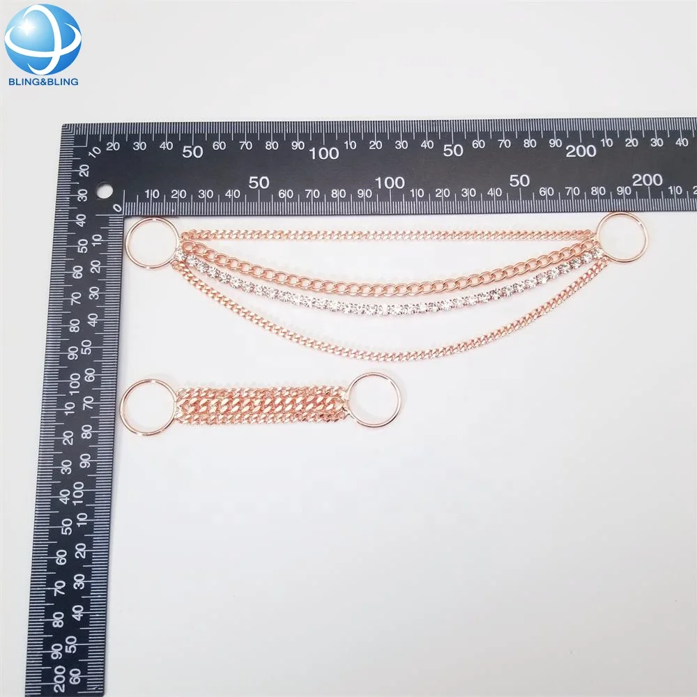 Shiny Rhinestone Bikini Connectors Gold Tone Bikini Body Chain Connector Swimwear Hardware Buckle And Hooks