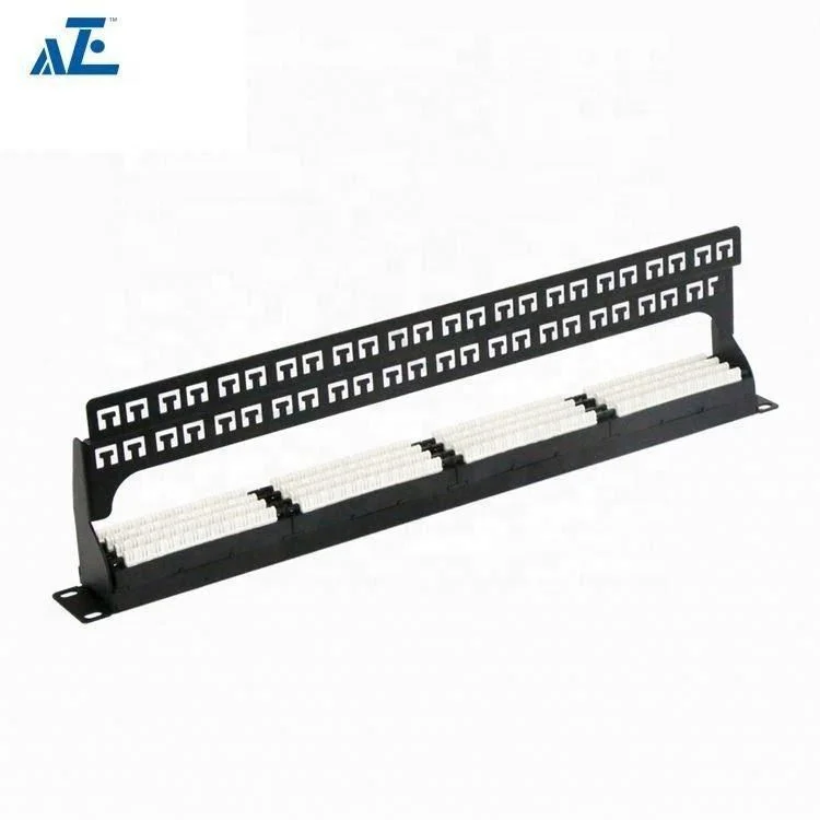 1U 48port Cat6a Cat 6 Patch Panel Wall Mount Gigabit 48 Port Network Patch Panel