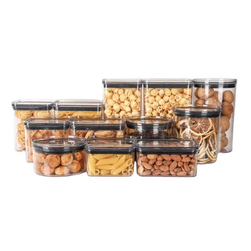 Airtight Food Storage Containers Kitchen Organization BPA Free Plastic Transparent Clear Stackable Sealed Jars Tank with lids