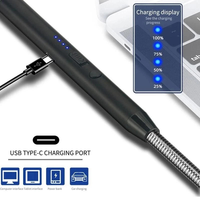 Безопасная ветрозащитная зажигалка кухонные Электрические USB зажигалки для барбекю перезаряжаемый шланг факел электрическая плазменная дуга