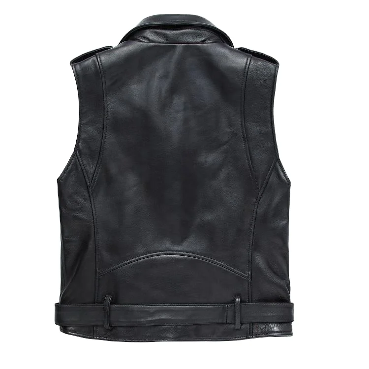 High Quality Best Price Oem Women Casual Leather Motorcycle Biker Vest Pattern With Belt