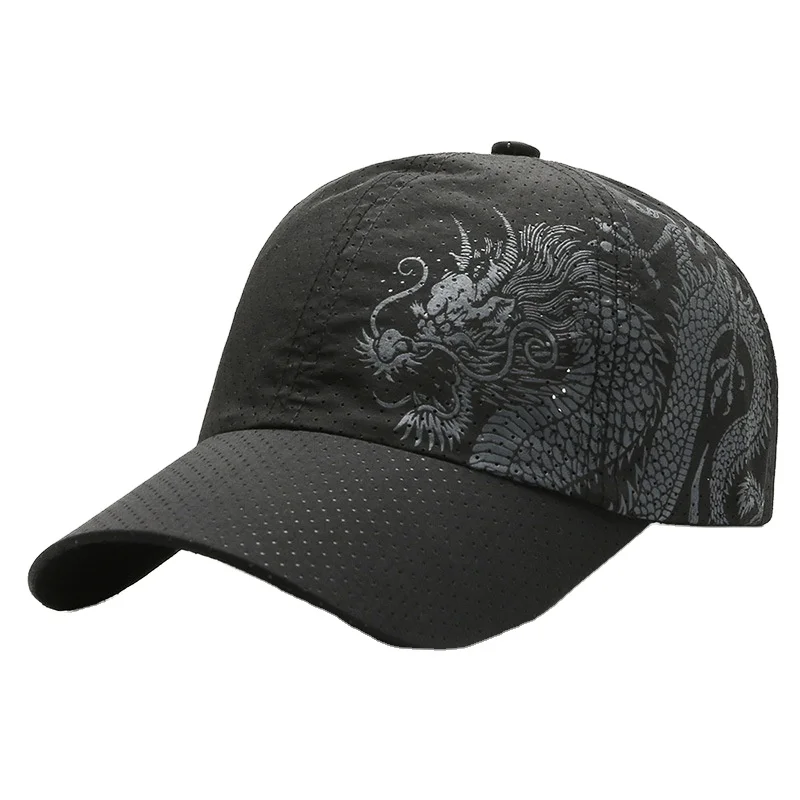 Chinese style printed dragon baseball cap,  outdoor quick drying mesh sun shading and sun protection cap, duck tongue cap sunhat