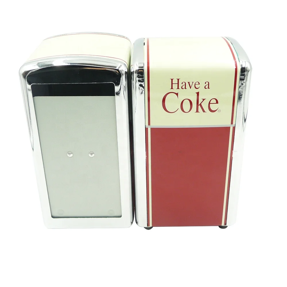 Настольный держатель для салфеток Co Ca Cola коробка высокий диспенсер металлический жестяной кухни ресторана рекламный
