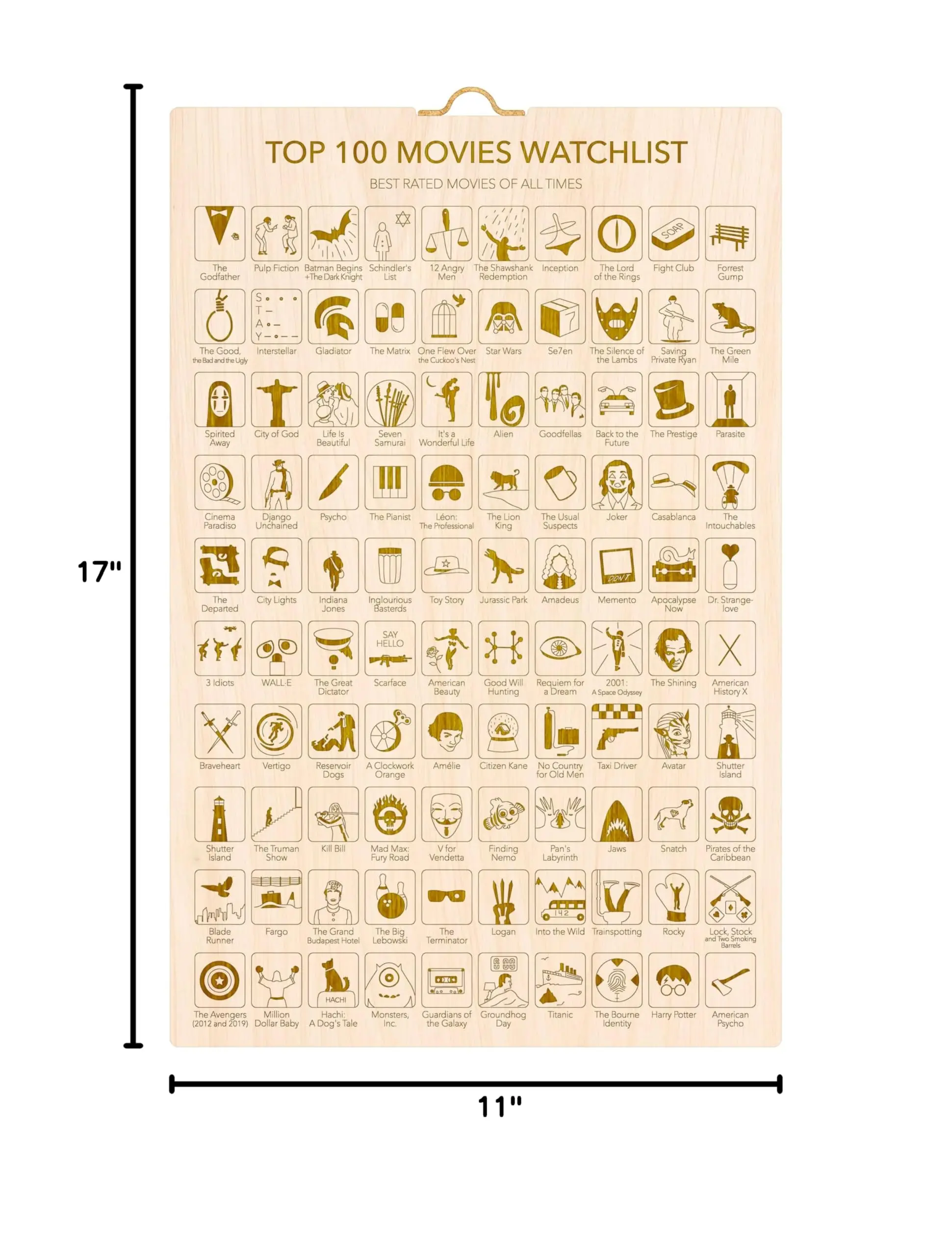 Top Gift Republic 100 Movies Bucket List Poster Greatest Essential Movies for Movies Lover