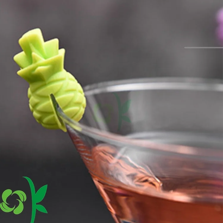 OKSILICONE 6 Pack Silicone Wine Glass Charms Markers Silicone Drink Markers for Wine Glass Champagne Flutes Cocktails