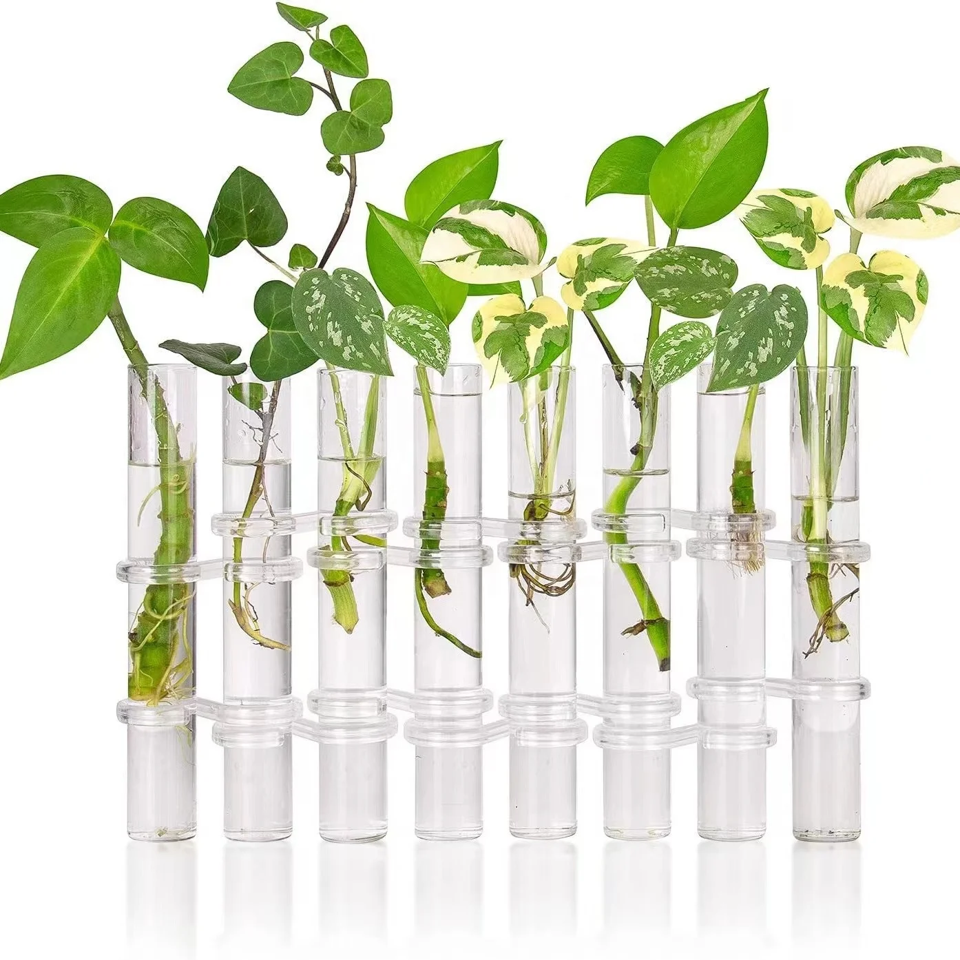 DIY 15cm/20cm 8 Crystal Glass Test Tube Glass Flower Vase Hinged Desktop Plant Terrarium for Hydroponic Plants