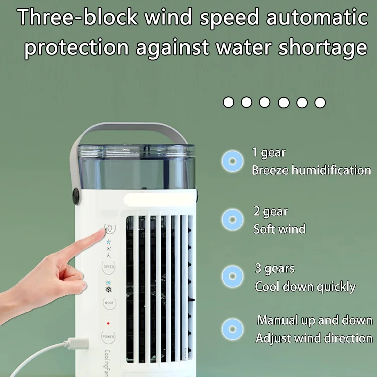 Top Selling indoor 3 Adjustable Speed Delicate 400ml Water tank cooler Fan Rechargeable air cooling fan