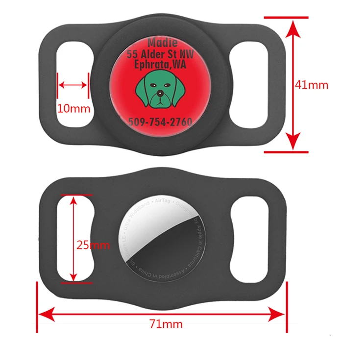 Qidian Custom Air tag Cover Waterproof Protective Case With Pet ID Tag Silicone Case For Airtag Holder Dog Collar