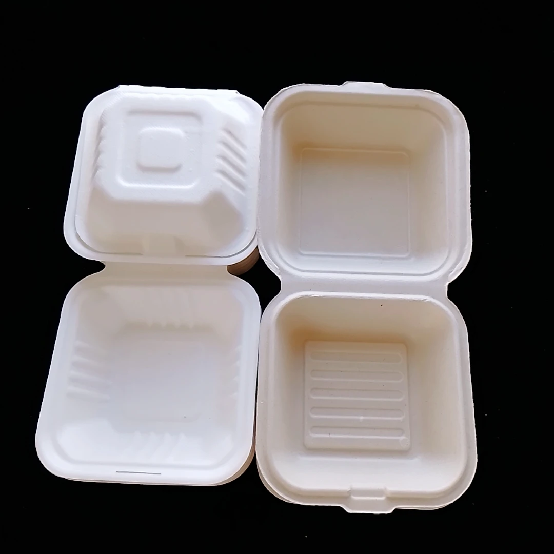 Compostable Ecofriendly Bagasse Take Away Box biodegradable lunch box bagasse Hamburger