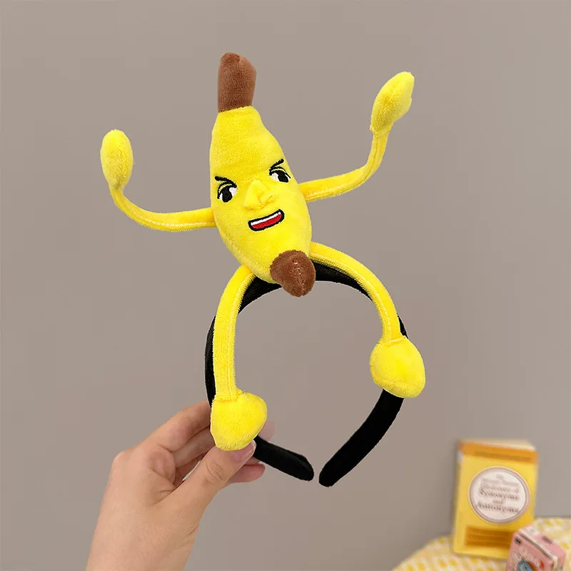 Funny Coral Fleece Mouse Big Banana Doll Hairbands Women Hoop Cartoon Girls Ratatouille Headbands Party Cosplay Hair Accessories
