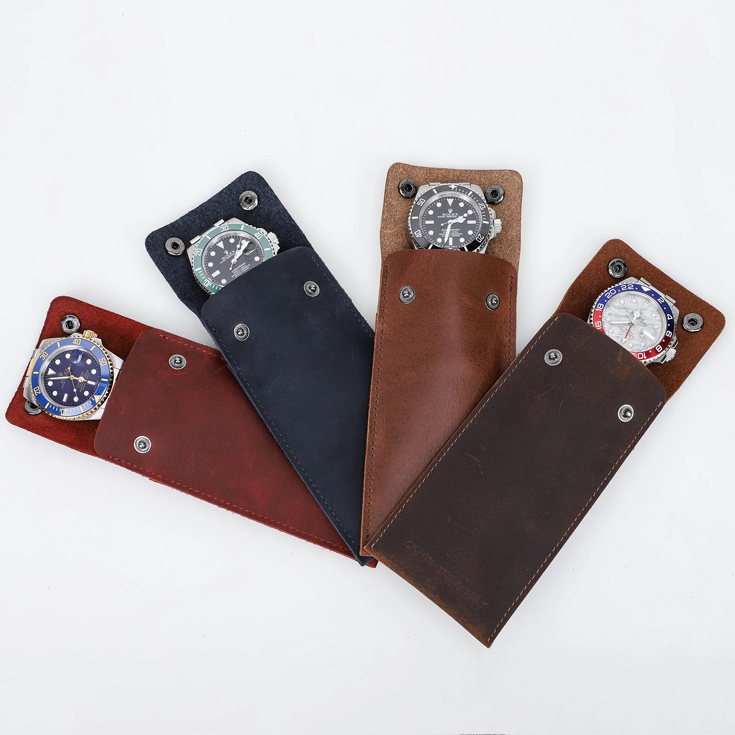 Contacts family Customized logo genuine leather luxury watch case for men watch box sunglasses box