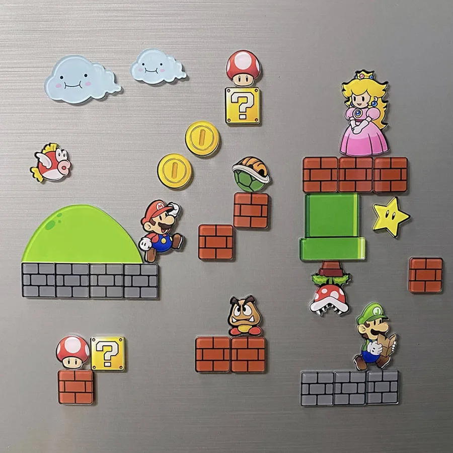 Japan Super Mario Fridge Magnet Sets Cheapest Acrylic Cartoon Magnets Malaysia Korea Popular Mario Fridge Magnets