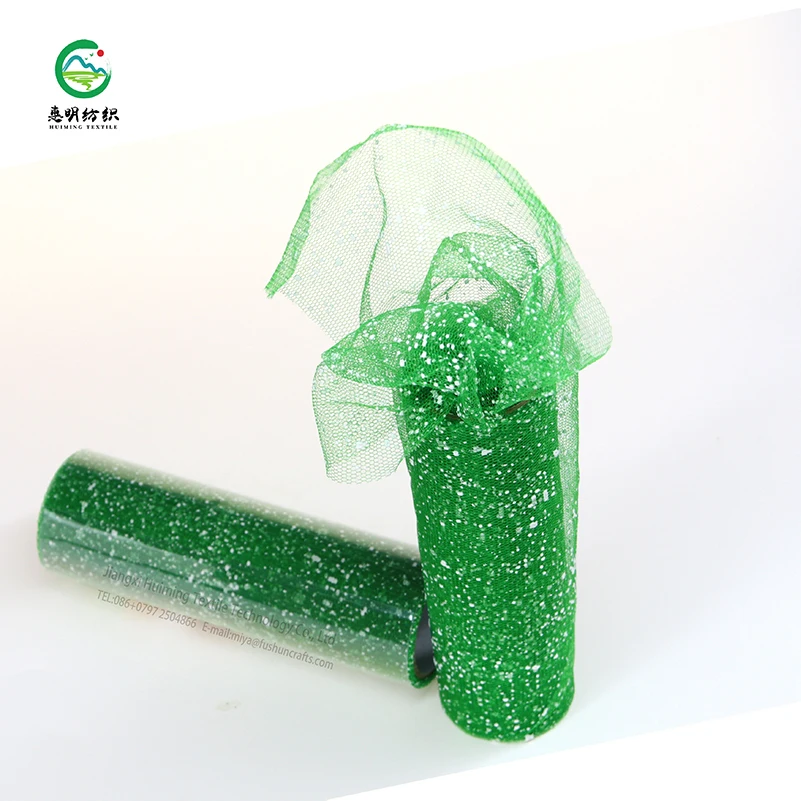 6 inch Nylon Fabric Snow Dot Mesh Fabric Gift Box Packaging Party Foamed Tulle Roll